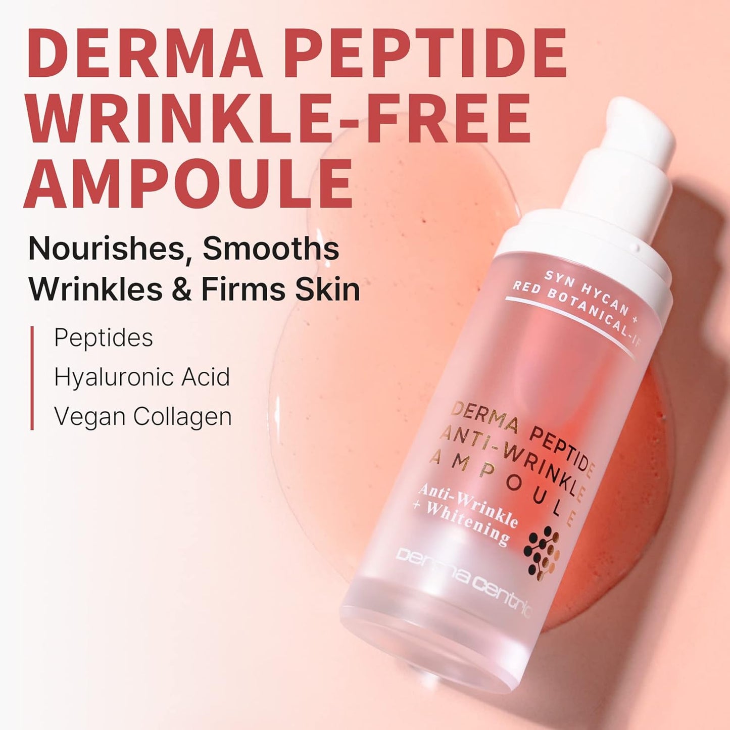 Derma Peptide Ampoule | Vegan Korean Skincare Face Serum with Niacinamide & Centella Asiatica | Hydrating, Pore-Refining & Brightening Serum (1.01 fl oz)